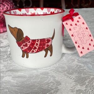 Valentine’s Day themed dachshund Mug with Red Accents